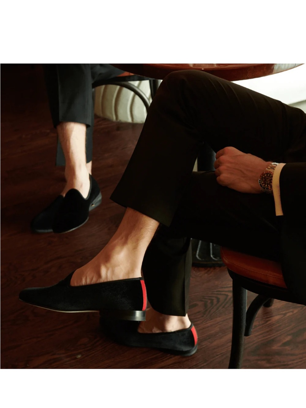 Del Toro Black Velvet Crystal-Studded Mens Loafers